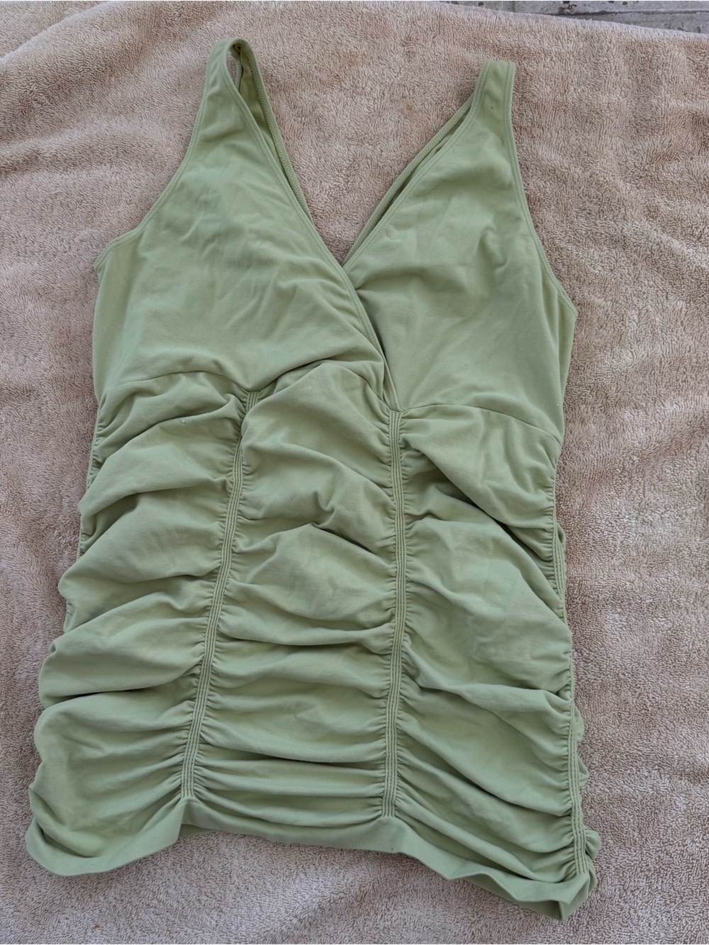 Ruched V-Neck Women's Top in Sage Green